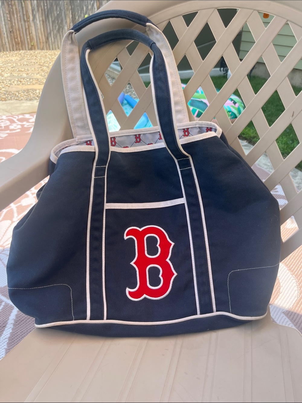 Boston Red Sox Navy Canvas Duffel Tote with Red 'B' Logo